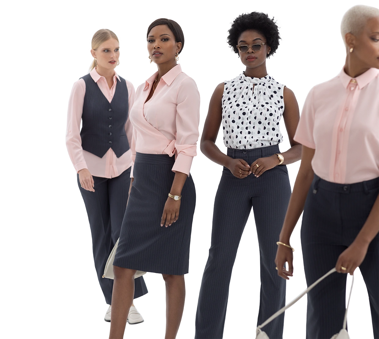 Team Uniforms in Grey Pinstripe and Nude by Imagemakers